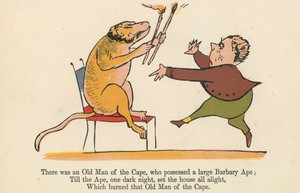 Es war ein alter Mann des Kaps, der einen großen Barbary Ape besaß, von A Book of Nonsense, veröffentlicht von Frederick Warne und Co., London, c.1875 von Edward Lear